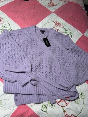 City Chic Lavender Wrap Knit Cardigan
